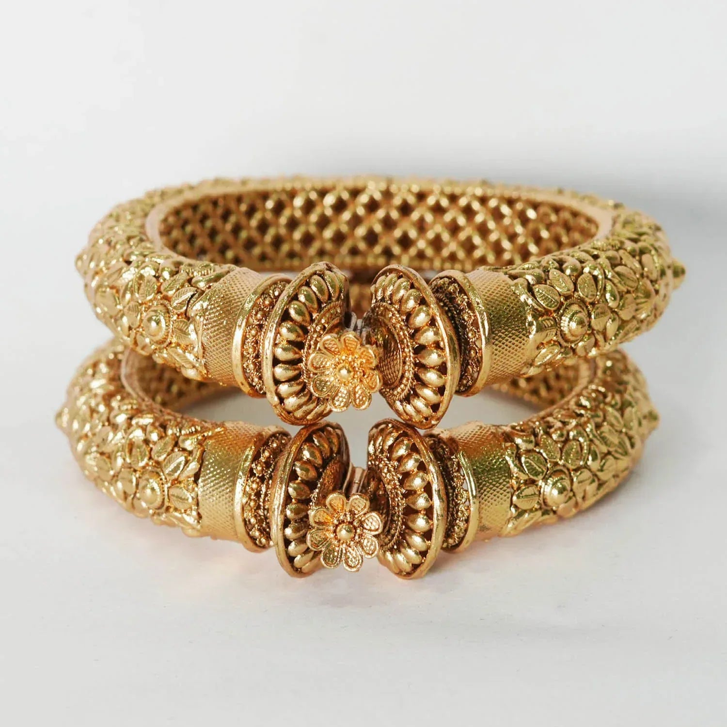 Traditional Brass Kada for Women & Girls (Pack 2) - The Golden Cascade